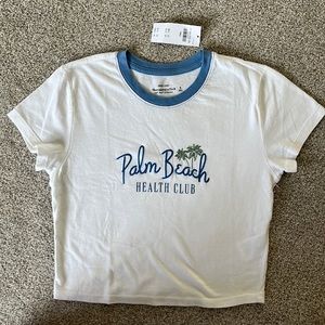 Abercrombie A&F Palm Beach Health Club embroidery tee white Small NWT